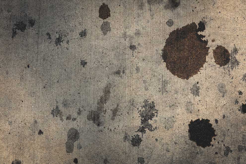 Oil stains on concrete