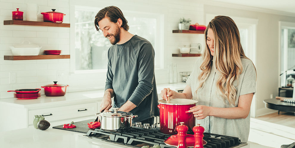 Couple cooking in the kitchen