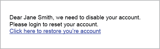 Email threatening to disable your account