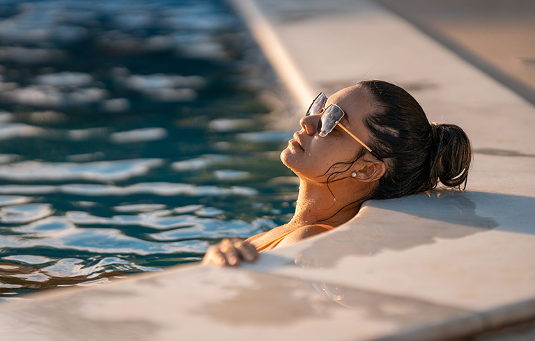 woman relaxing in a pool