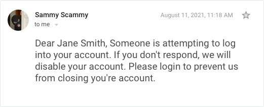 example of problem with your account