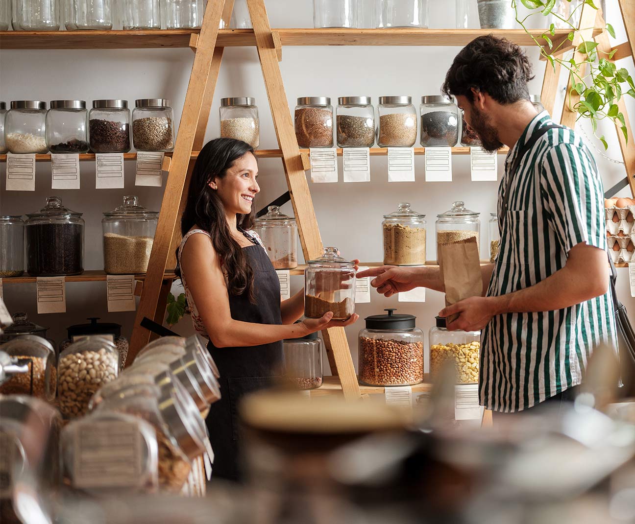 man shopping at organic store