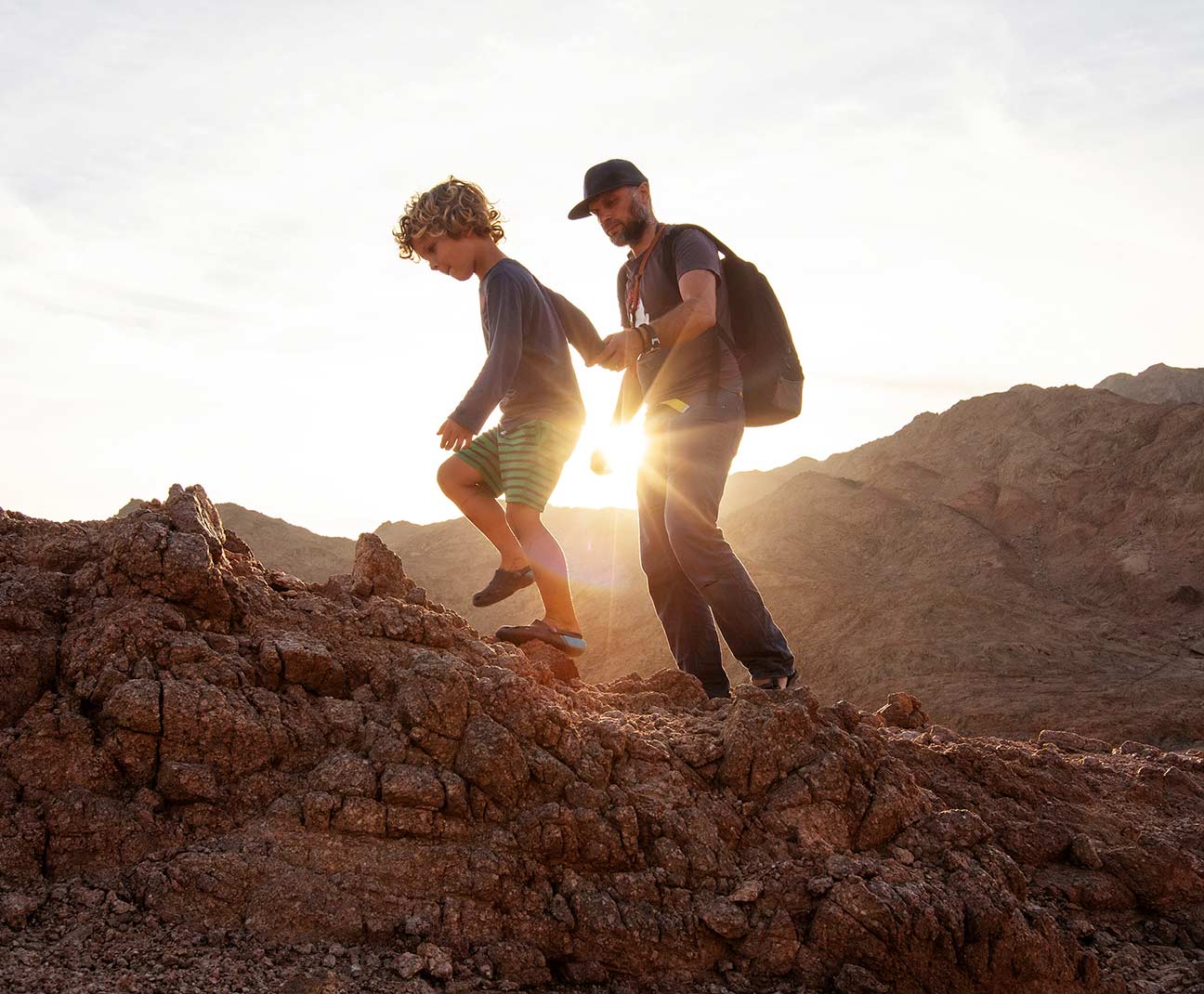 Father and Son Hiking