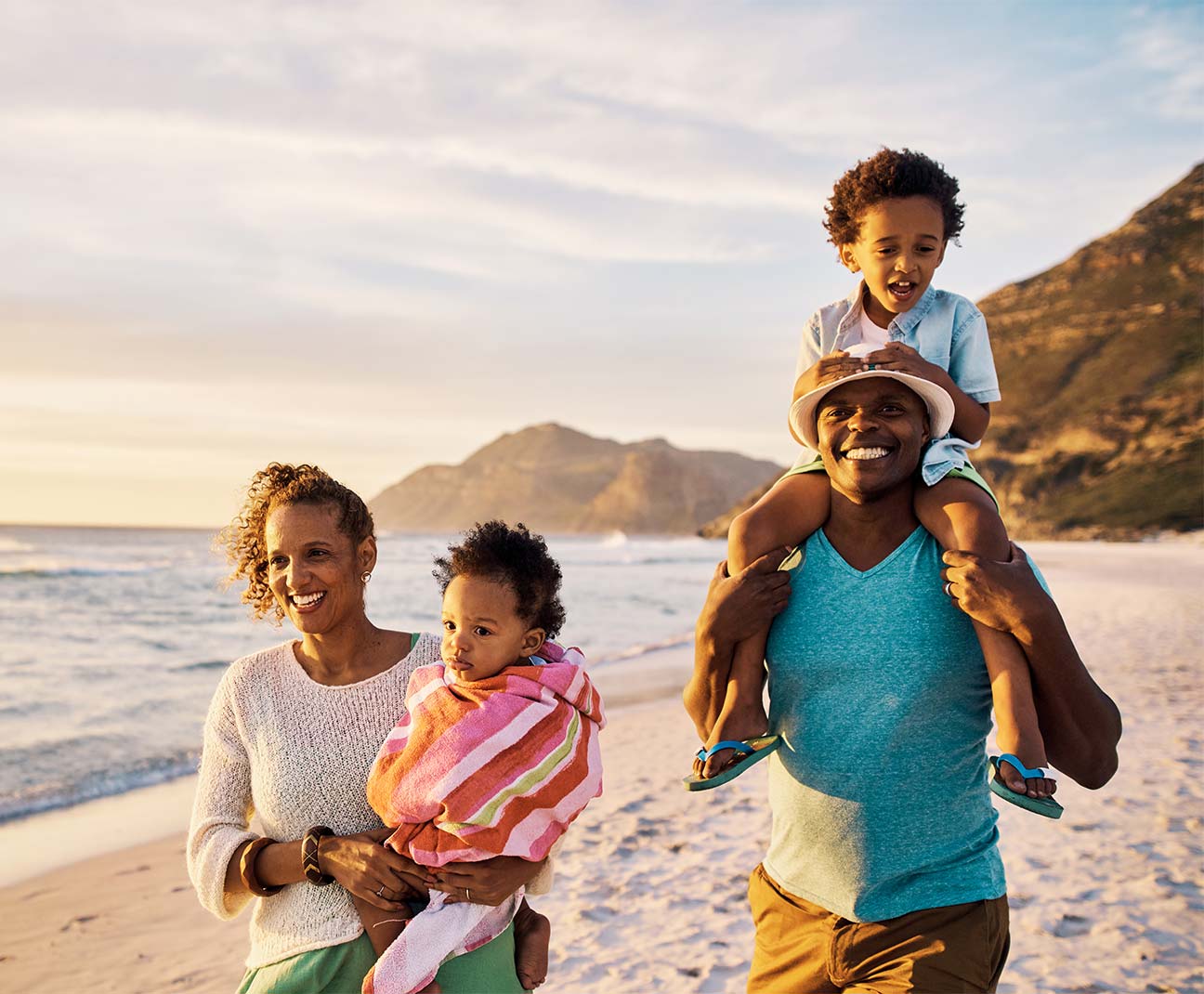 Happy family at the beach