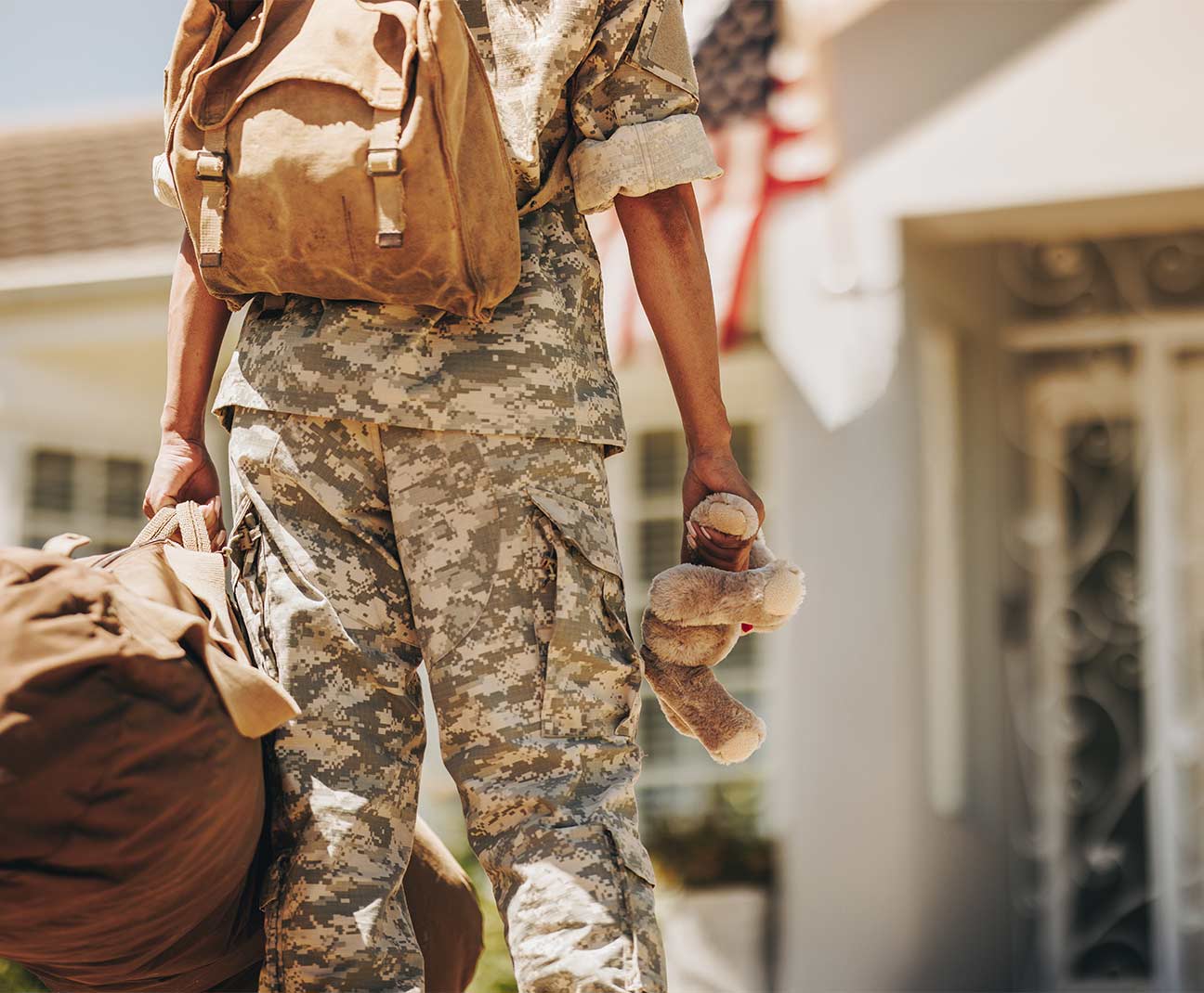 military mom outside of house