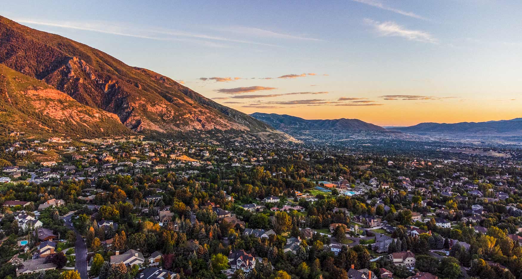 View of Salt Lake Valley at sunset.