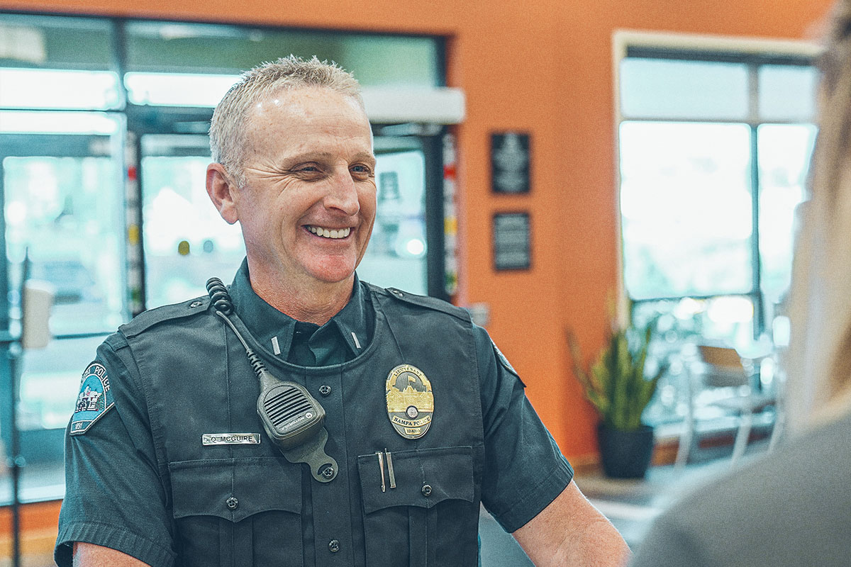 police officer smiling