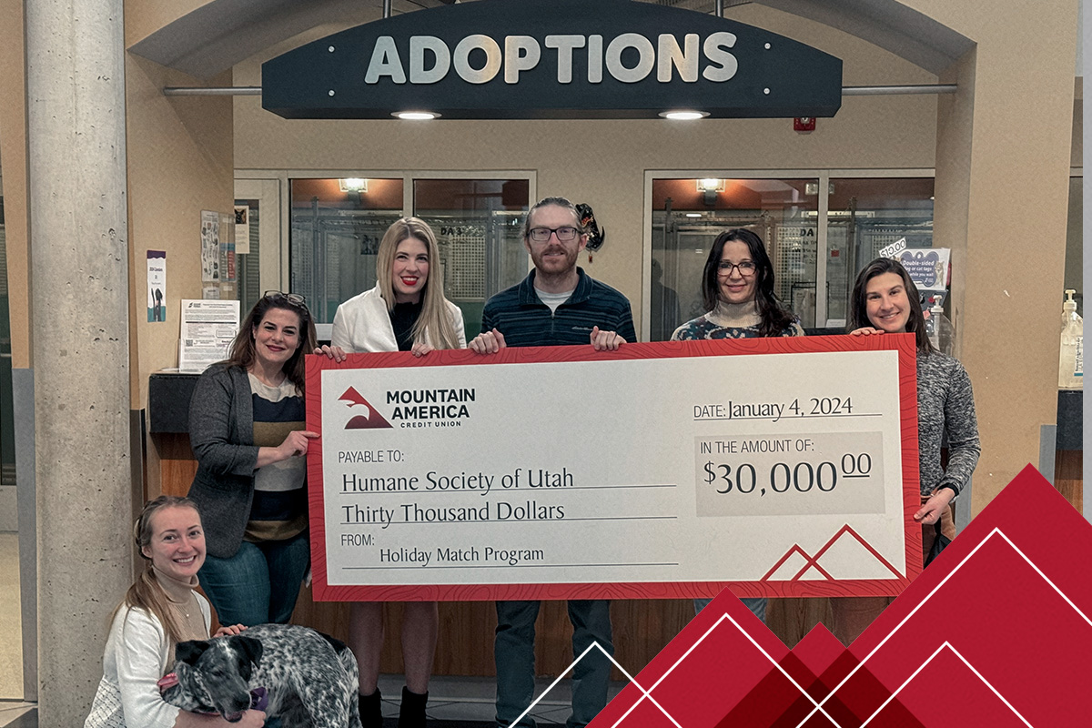 Check presentation of Mountain America Humane Society donation