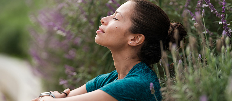 woman relaxing outside