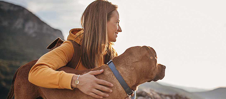 woman and her dog