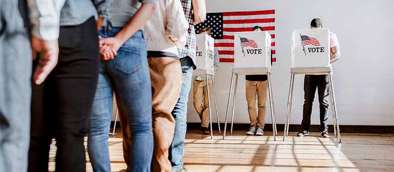 People waiting in line to vote