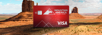 credit card on red rock background